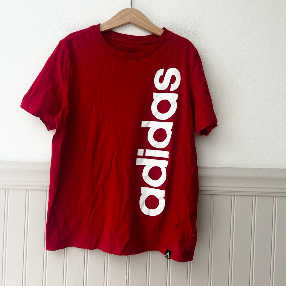 Adidas Boys Medium Classic Red Tee with Logo